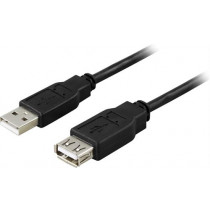 DELTACO USB 2.0 cable Type A ha - Type A ho 1m, black / USB2-15S 