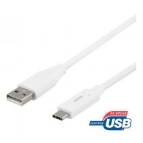 DELTACO USB 2.0 kabelis, C tips - A tipa vīrietis, 0.5m, balts