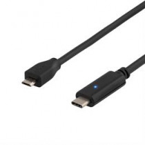 DELTACO USB 2.0 kabelis, tips CM - tips MIcro BM, 1m, melns