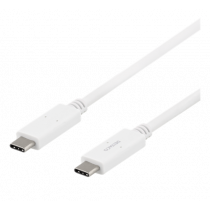 DELTACO USB-C - USB-C kabelis, 5Gbit / s, 5A, 1M, balts