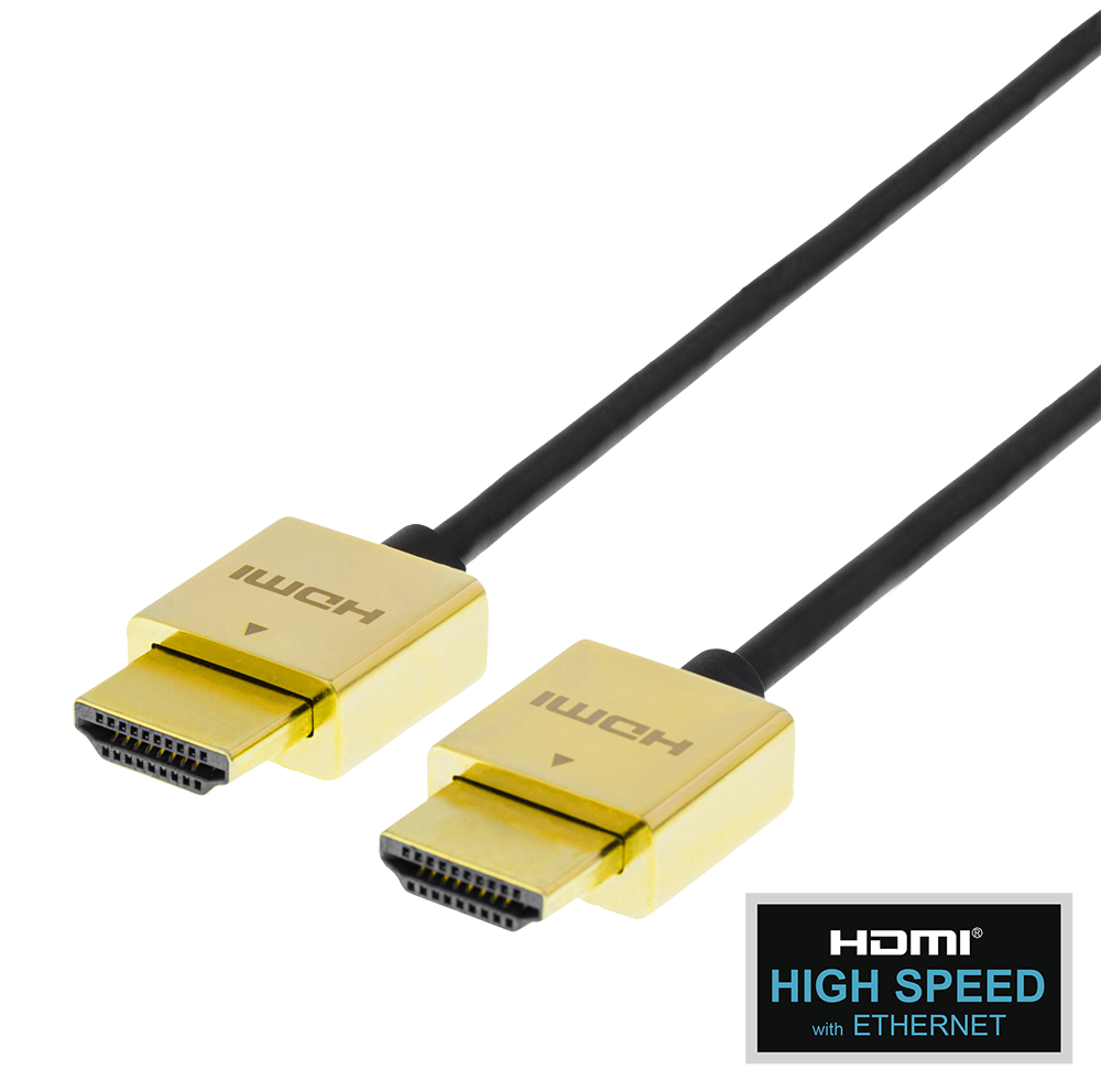 Cable DELTACO Ultra-thin HDMI cable, 4K UHD, 2m, black/gold / HDMI-1042-K / R00100011