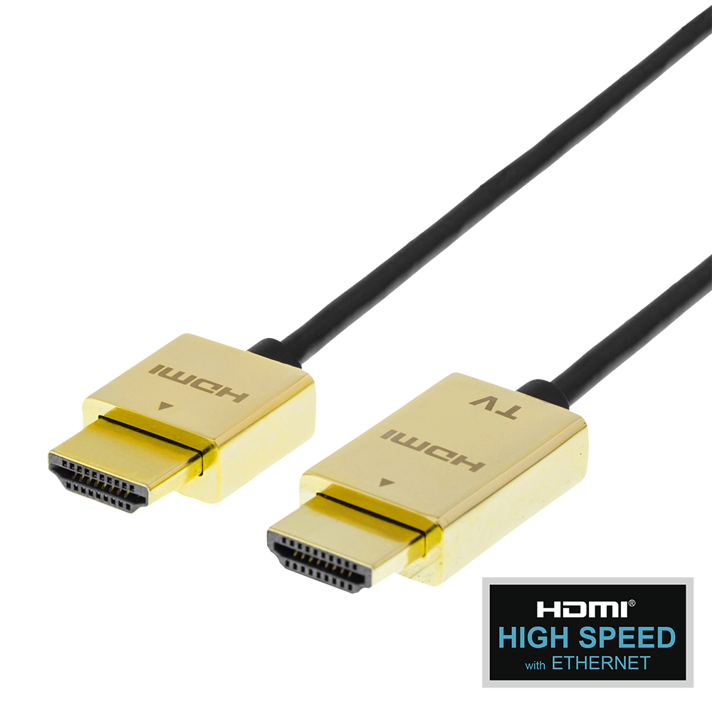Cable DELTACO Ultra-thin HDMI, 4K UHD, 3m, black/gold / HDMI-1043-K / 00100012