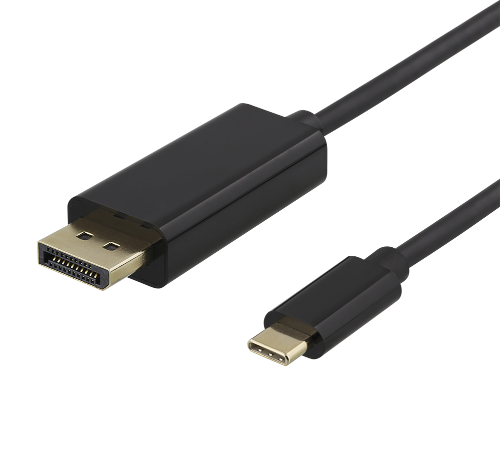 USB-C - DisplayPort cable DELTACO 4K UHD, gold plated, 0.5m, black / USBC-DP050-K / 00140011
