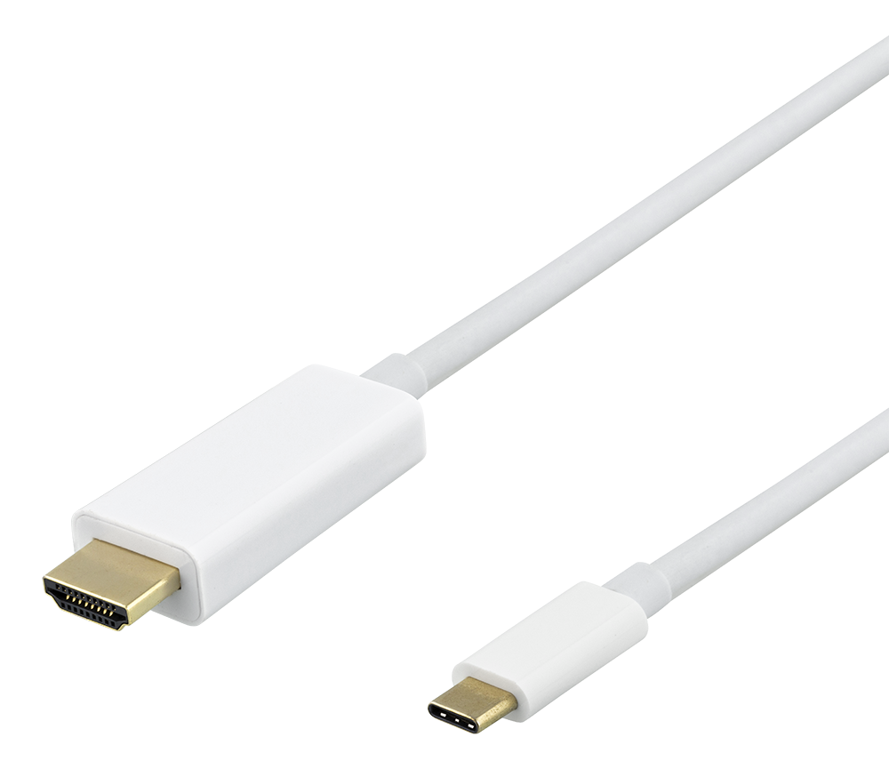 USB-C - HDMI cable DELTACO 4K UHD, gold plated,1m, white / R00140020