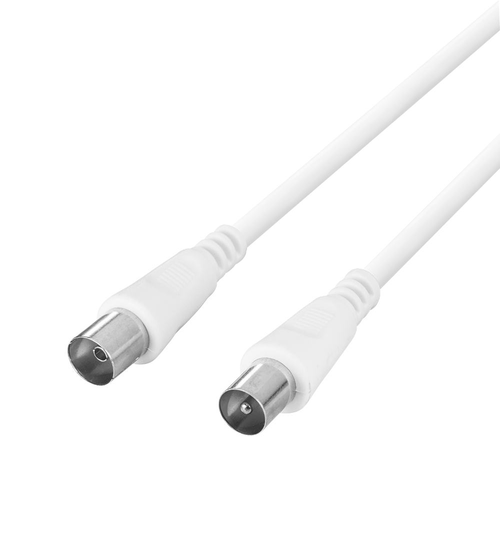 Antenna cable DELTACO 75 Ohm, ferrite cores, gold-plated connectors, 2m, white / AN-102-K / R00150002