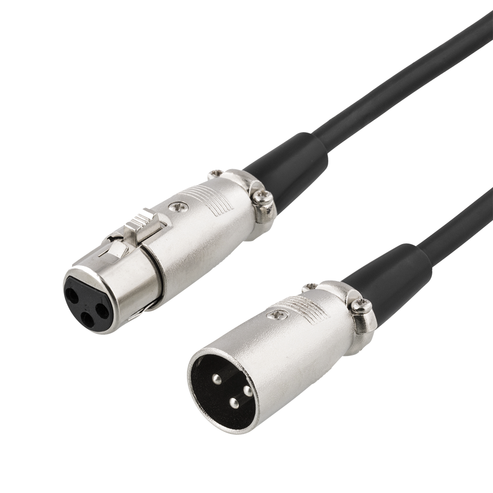 XLR audio cable DELTACO 3-pin male - 3-pin female, 26 AWG, 1m, black / XLR-1010-K / R00160001