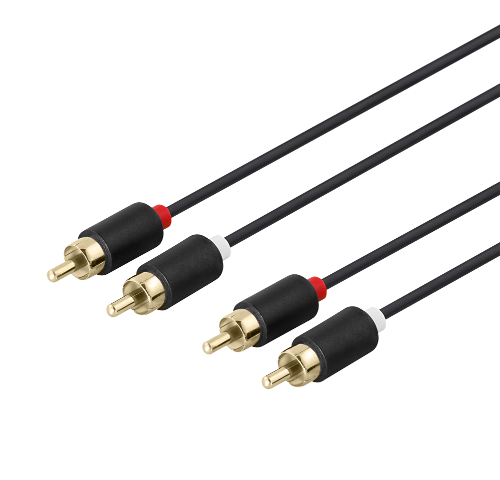Audio cable DELTACO 2xRCA, gold-plated connectors, 5m, black / 00170004