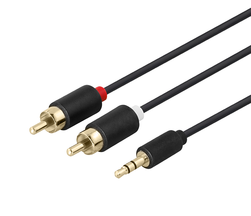 Audio cable DELTACO 3.5mm male - 2xRCA male 3m, black / MM-141-K / R00180005