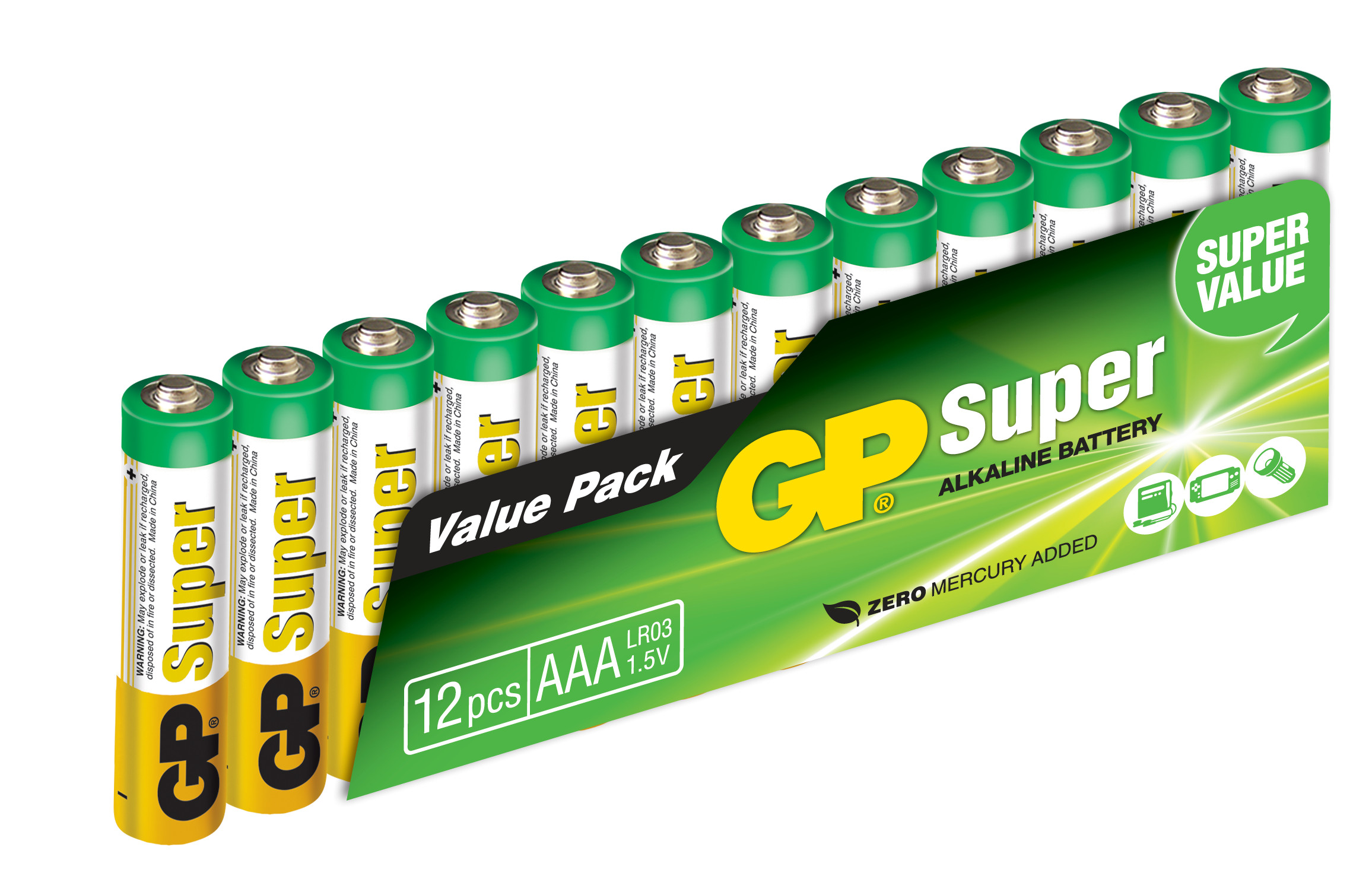Batteries GP Super Alkaline 12 pcs 24A-S12 / LR03 / AAA / 151035                                                                                                     