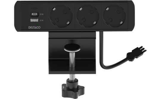 On-desk Outlet DELTACO OFFICE, 3 outlets, 1x21W A+C USB charger, GST18 cable connector / GT-1003 / 1902241