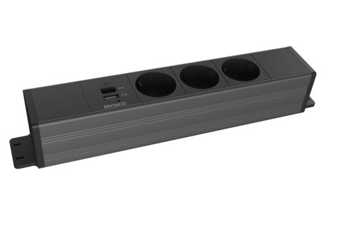 Under-desk Outlet DELTACO OFFICE,3 outlets,1x21W A+C USB,GST18 caps,1 in, 2 out / GT-1203 / 1902246