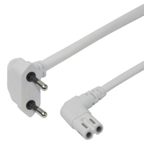Power cord DELTACO CEE 7/16 - C7 angled, 3,0m, white / 1902296