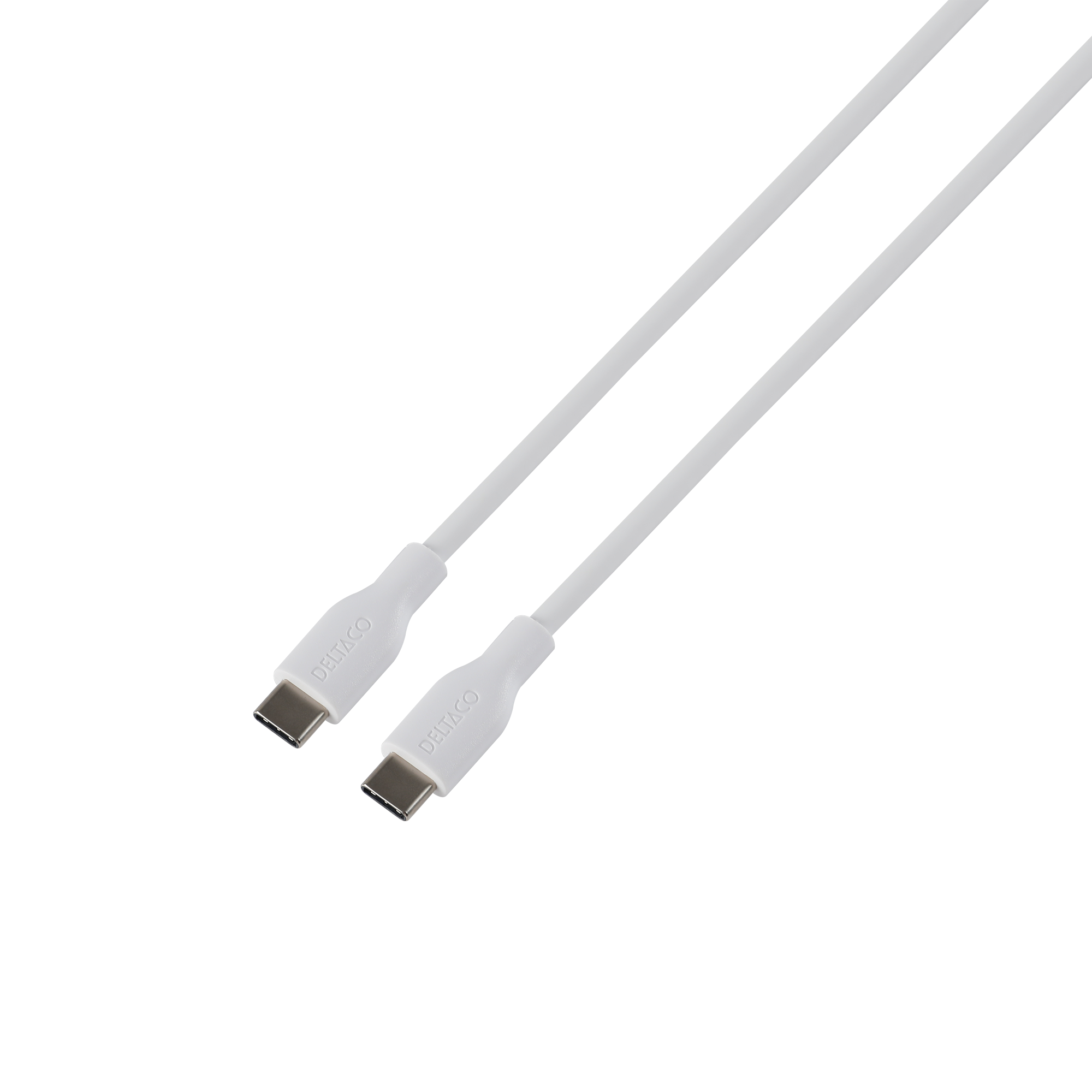 USB-C - C charging cable DELTACO, USB2.0, SPR, silicone, 1,5m, White / USBC-2015WI / 1903063