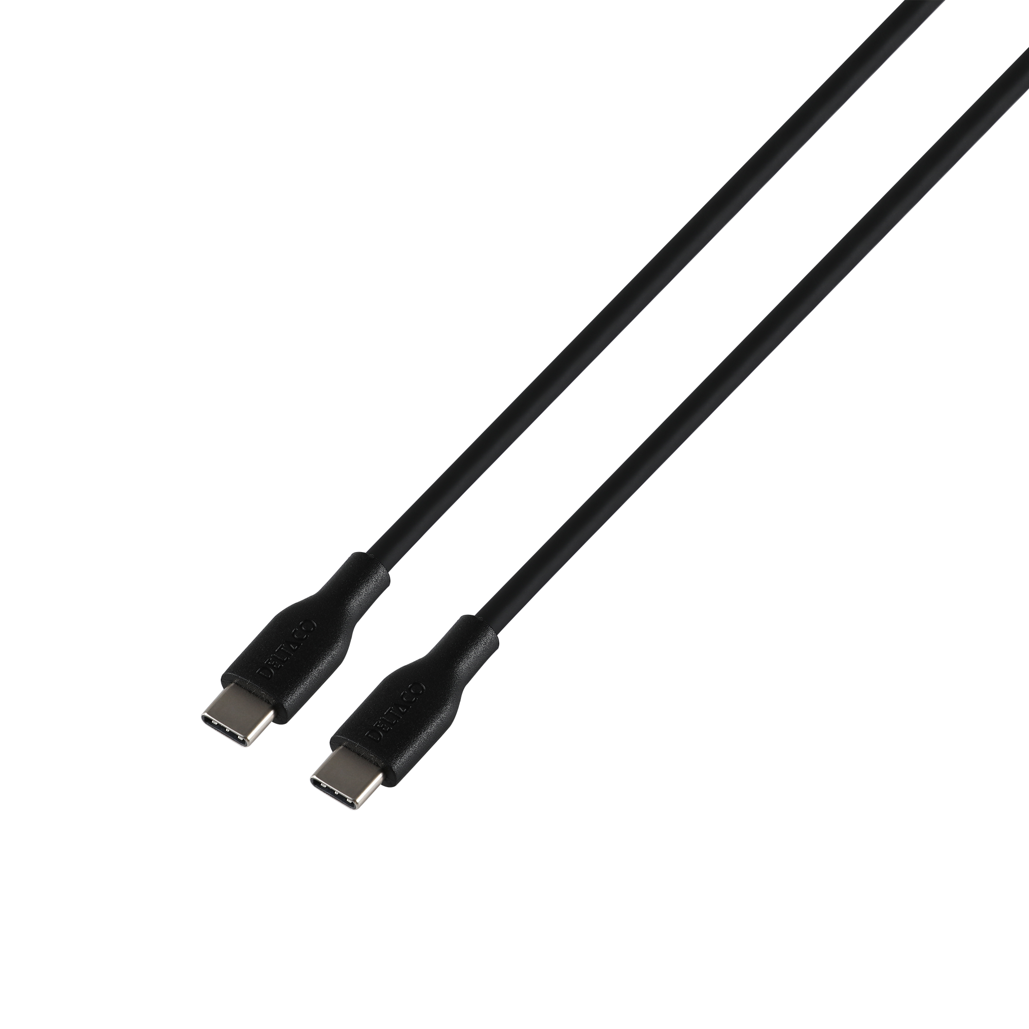 USB-C - C charging cable DELTACO, USB2.0, SPR, silicone, 1,5m, Black / USBC-2015BL / 1903064