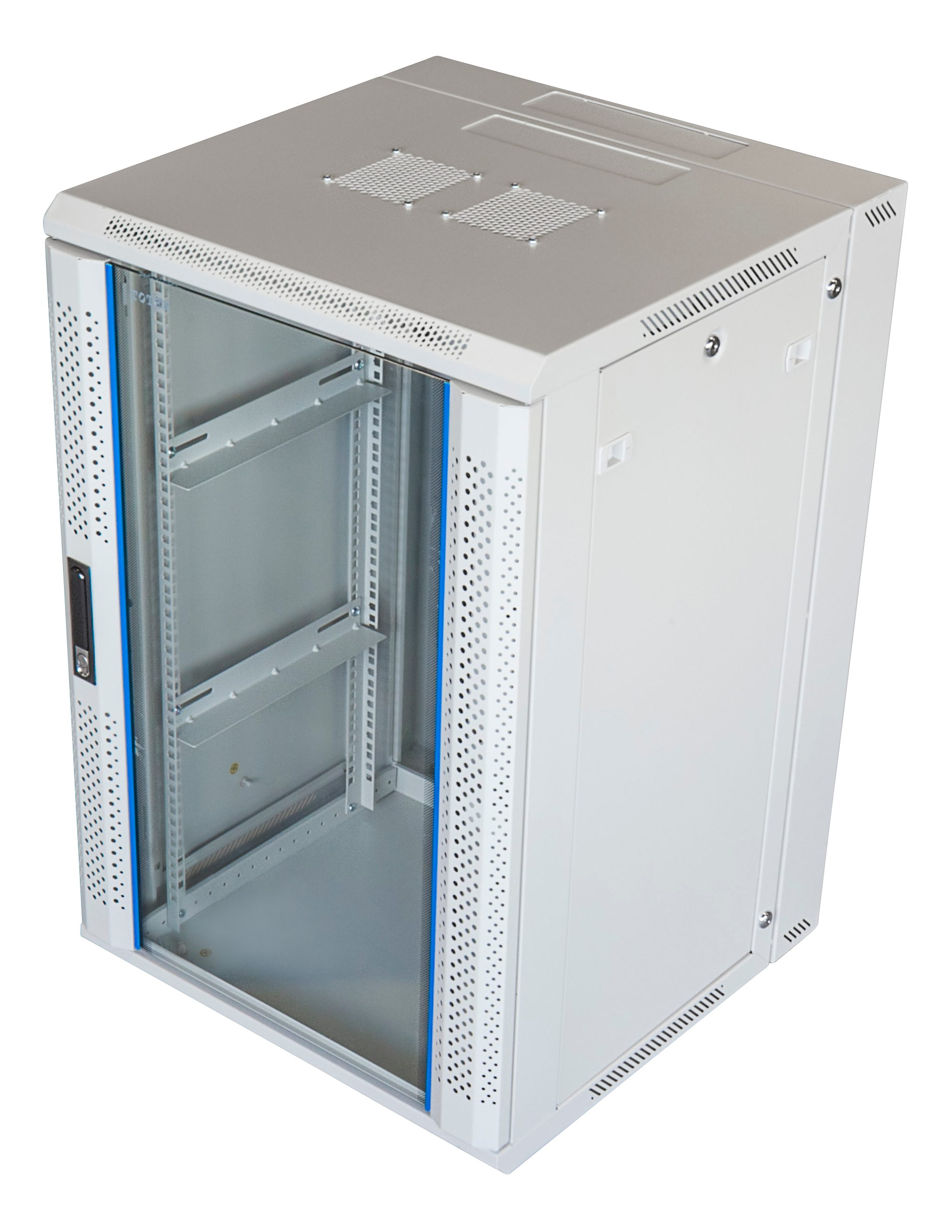 19" wall mounted cabinet TOTEN, System Z, 18U, 600x600, glass front door, 60kg load, white /  ZS66186000 / 19-Z6618V
