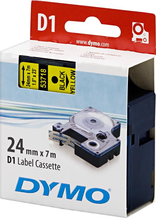 Tape DYMO D1 24mm x 7m, black on yellow / S0720980 53718
