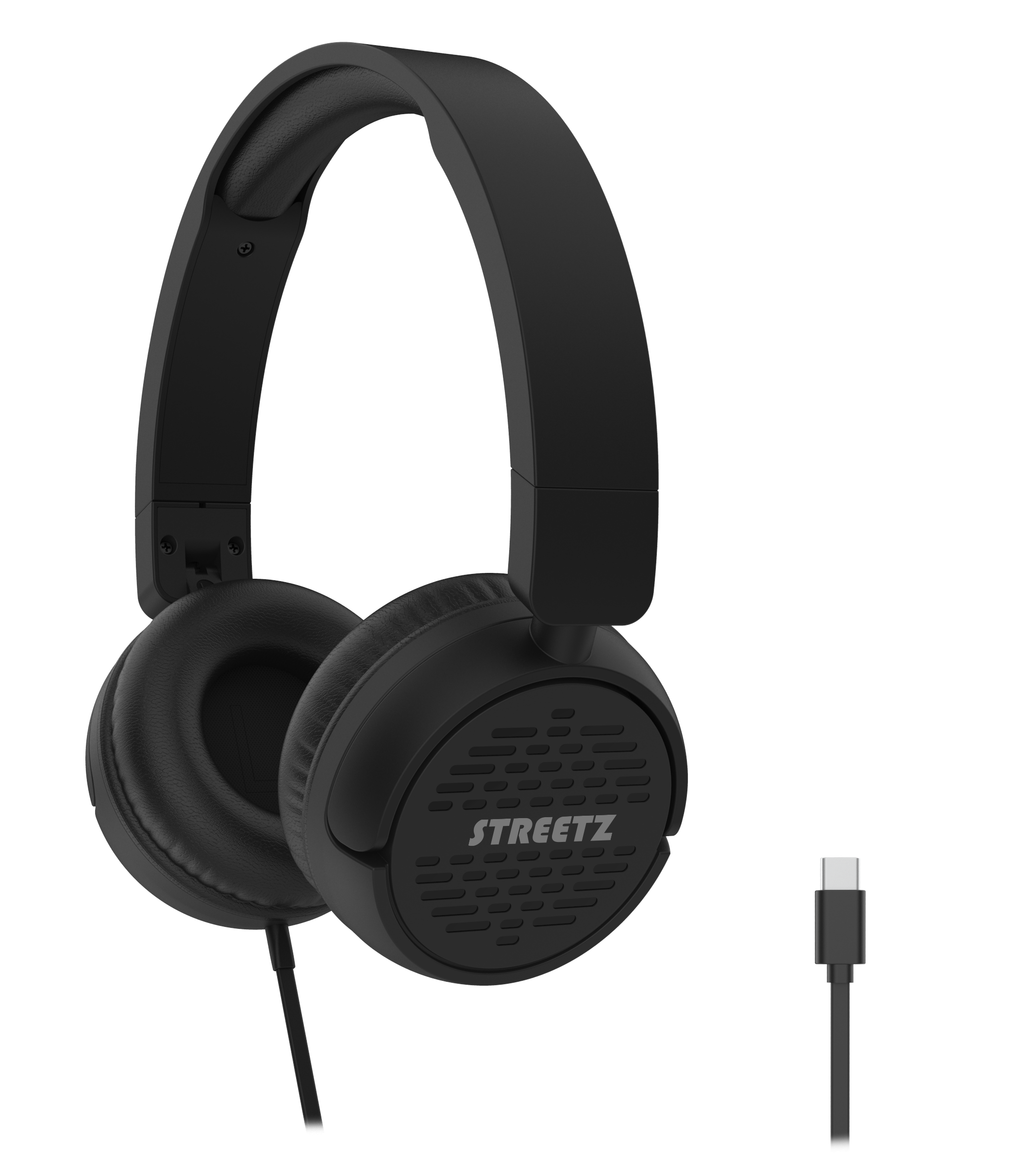 C100 Headphones STREETZ, foldable, USB-C, black / C100-BLK / 6612102
