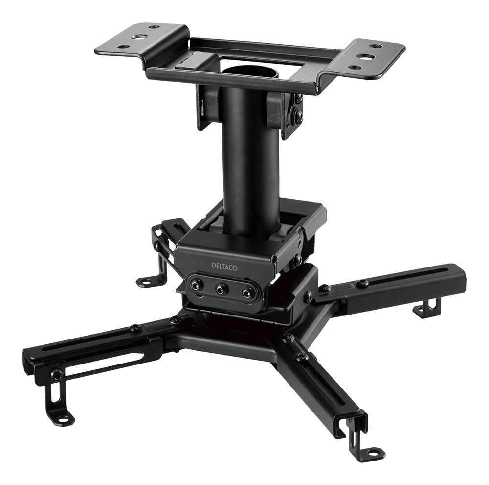 Projector mount DELTACO OFFICE for flat/inclined ceilings, tilt, swivel, rotate, 45 kg, black / ARM-0410