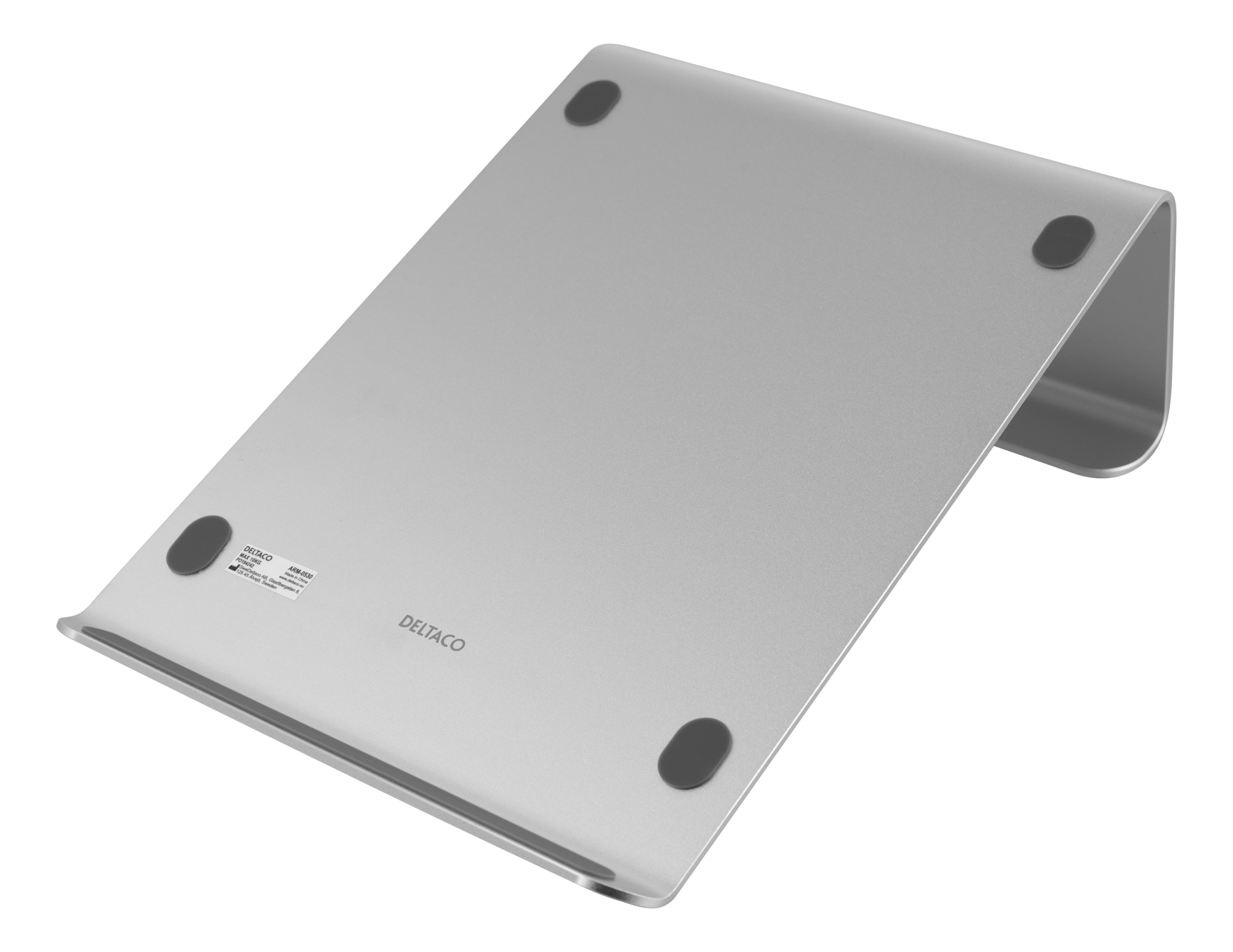 Laptop and tablet stand DELTACO OFFICE aluminum 11-15”, silver / ARM-0530