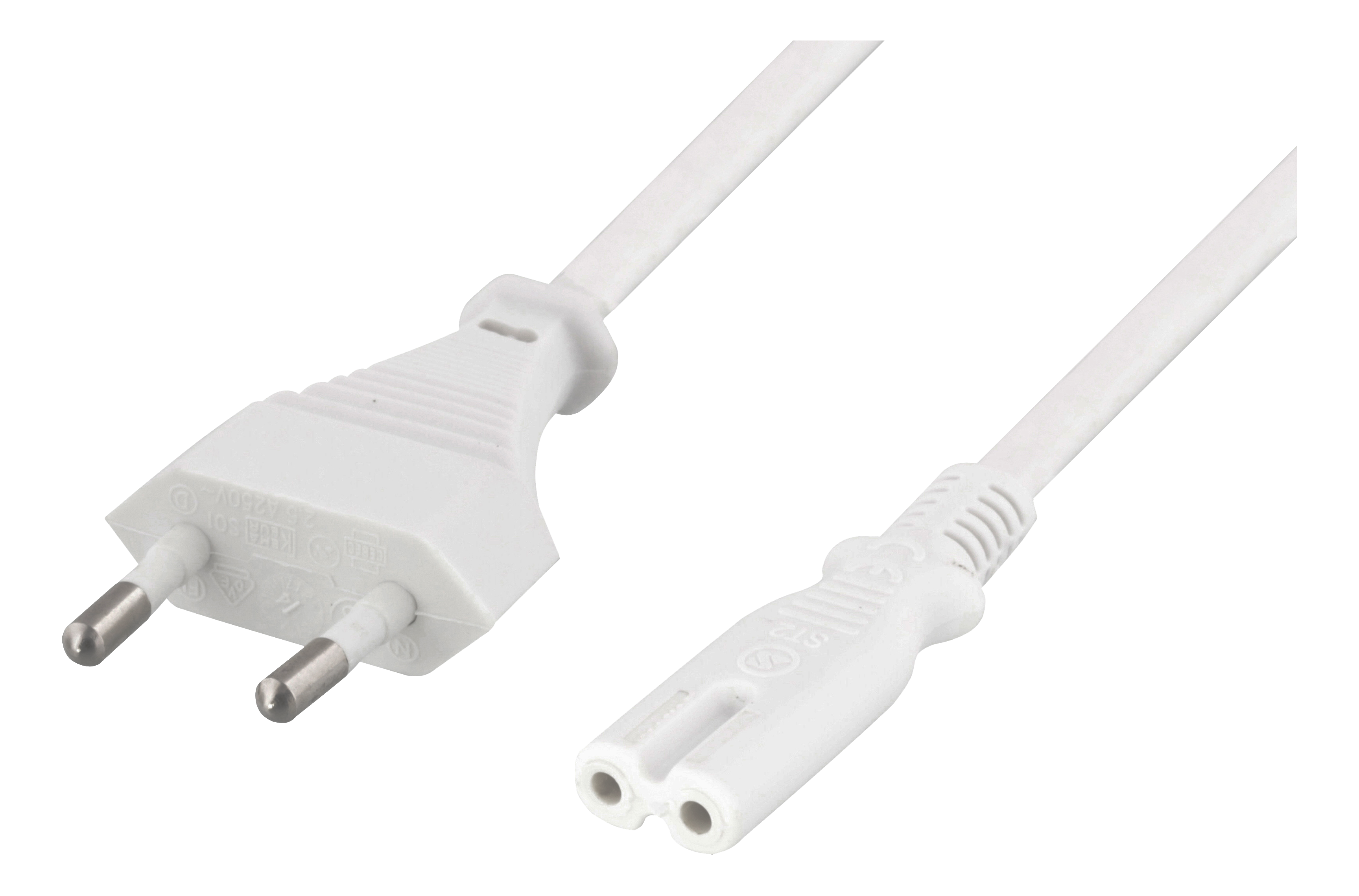 Cable DELTACO CEE 7/16 to IEC 60320 C7, 3m, white / DEL-109JM