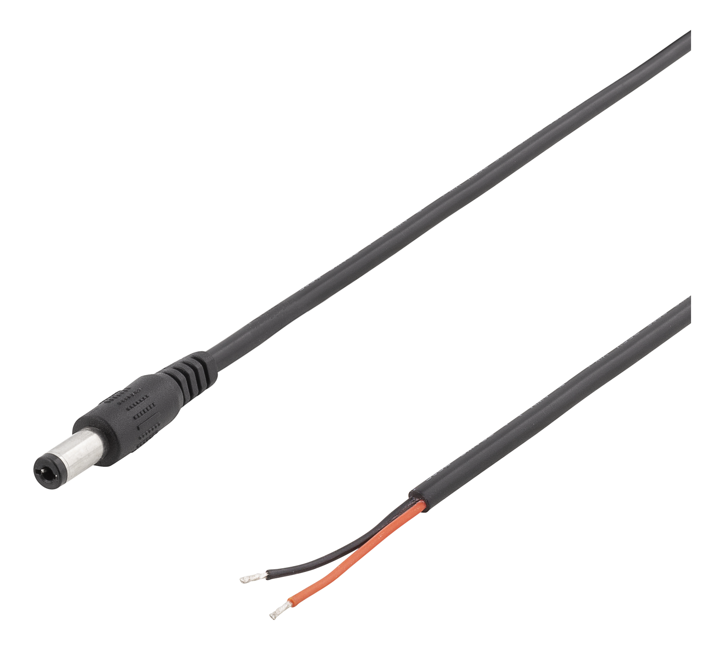 Cable DELTACO 5.5x2.1mm DC to open ended wire, 2m, 20AWG, black / DEL-109UB
