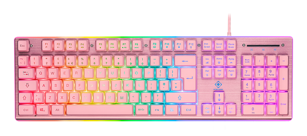 Membrane keyboard DELTACO GAMING PK75, 105 keys, UK layout, membrane switches, pink/RGB / GAM-021-RGB-P-UK