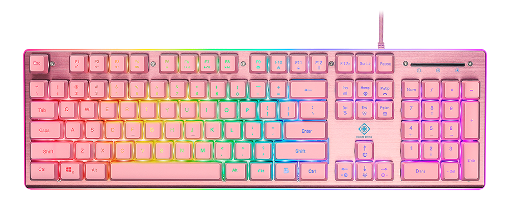 Membrane RGB Keyboard DELTACO GAMING PK75, 105 keys, US layout, membrane switches, pink/RGB / GAM-021-RGB-P-US