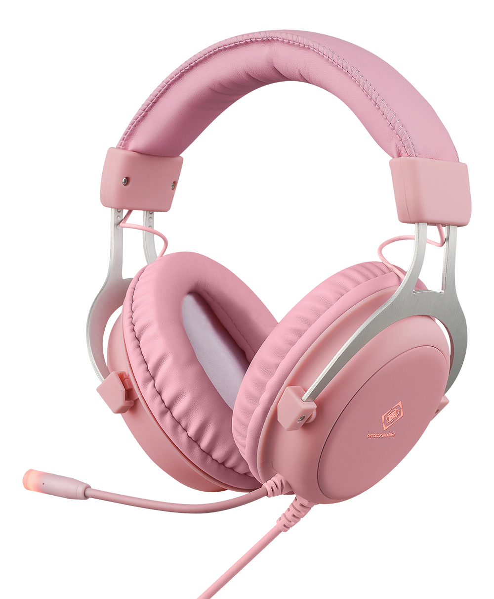 Stereo headset DELTACO GAMING PH85, 57mm element, LED, pink / GAM-030-P
