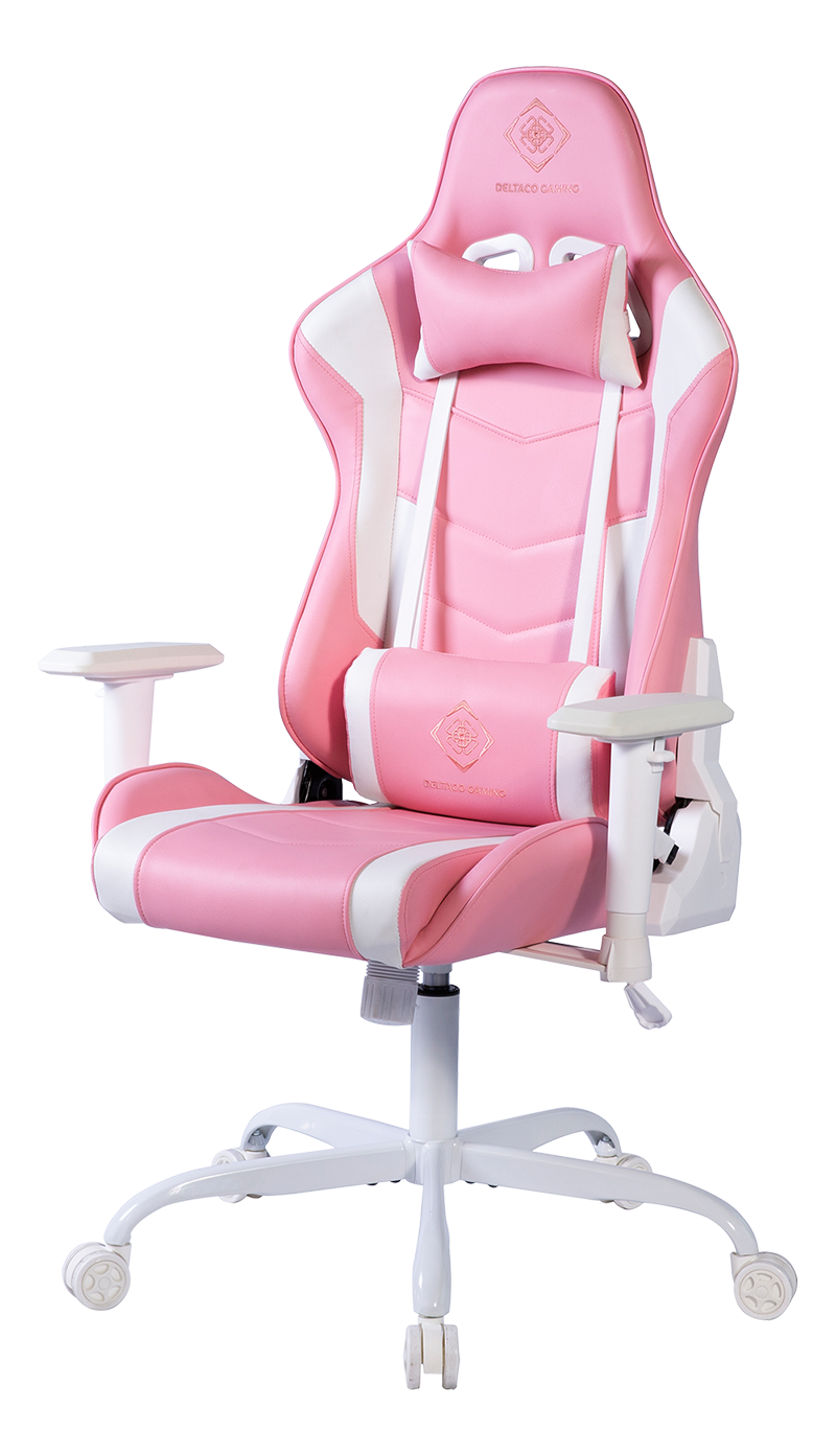 Gaming chair DELTACO GAMING PINK LINE PCH80, PU-leather, iron frame, Pink / GAM-096-P