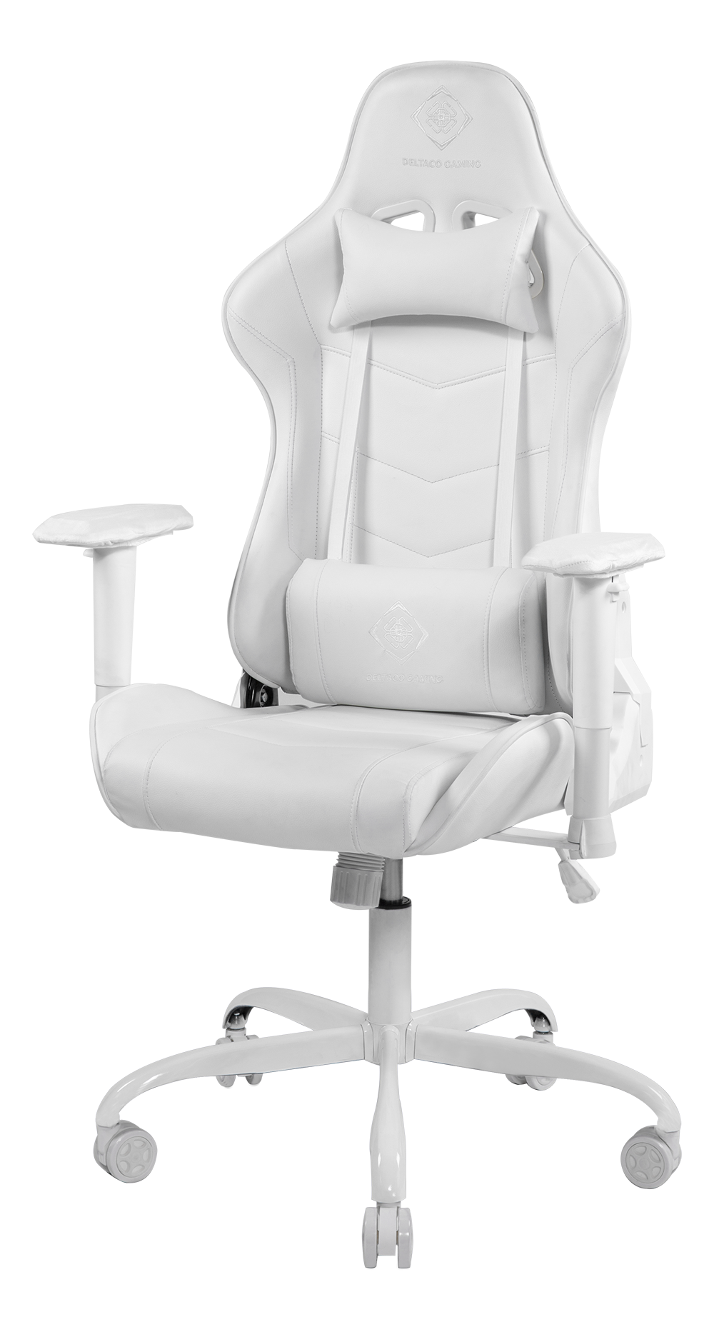  Gaming chair DELTACO GAMING WHITE LINE WCH80 in PU-leather, ergonomic, 5-point wheelbase, high back, white / GAM-096-W