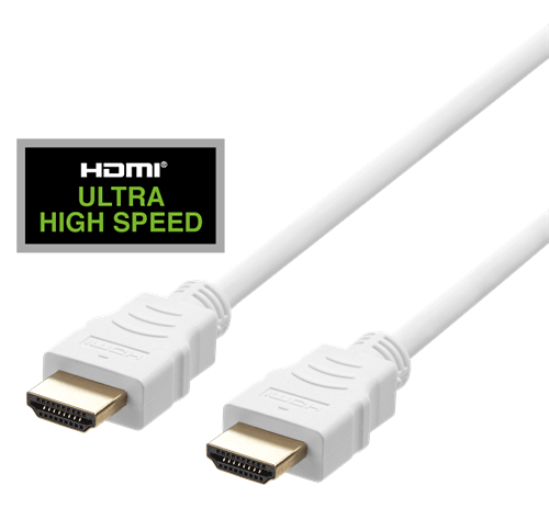 HDMI cable DELTACO ULTRA High Speed, 48Gbps, 2m,  eARC, QMS, 8K at 60Hz, 4K at 120Hz, white / HU-20A