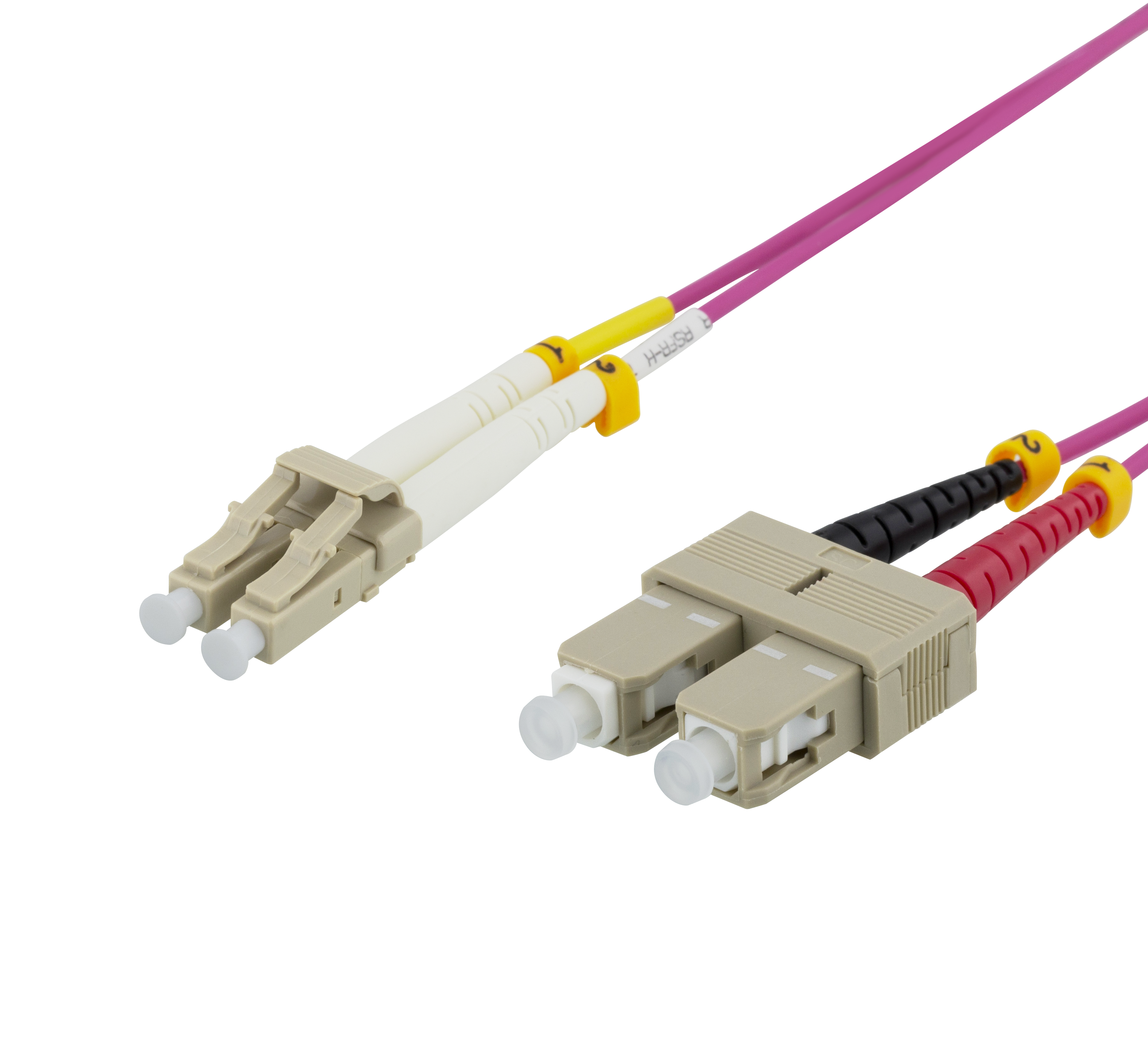 Fiber cable DELTACO 5m, LC-SC Duplex, 50/125, pink / LCSC-705