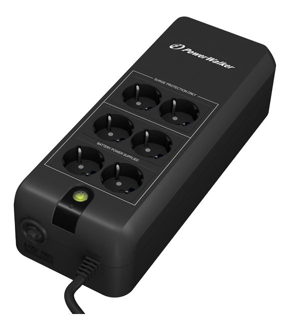 UPS PowerWalker VFD 600 APFC, 6x Schuko outlets, 600VA, 0.50 OPF, black PWALK-0000 / 10120410