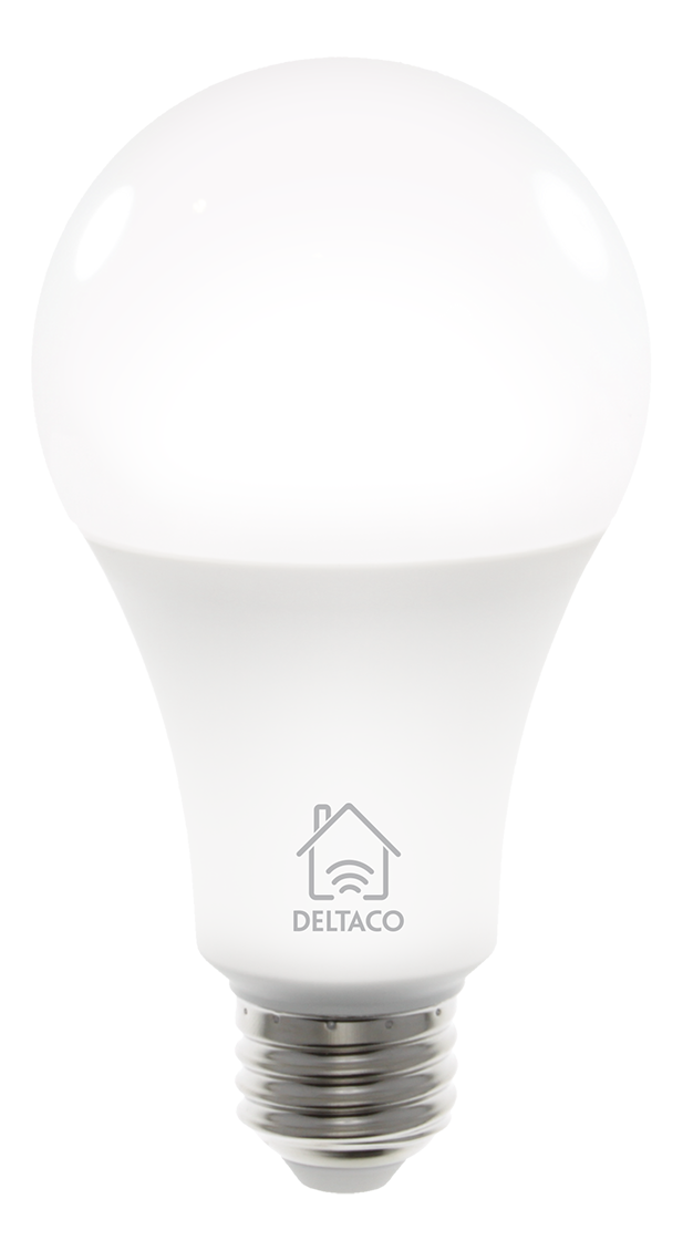 DELTACO SMART HOME LED lamp, E27, WiFI 2.4GHz, 9W, 810lm, dimmable, 2700K-6500K, 220-240V, white  SH-LE27W
