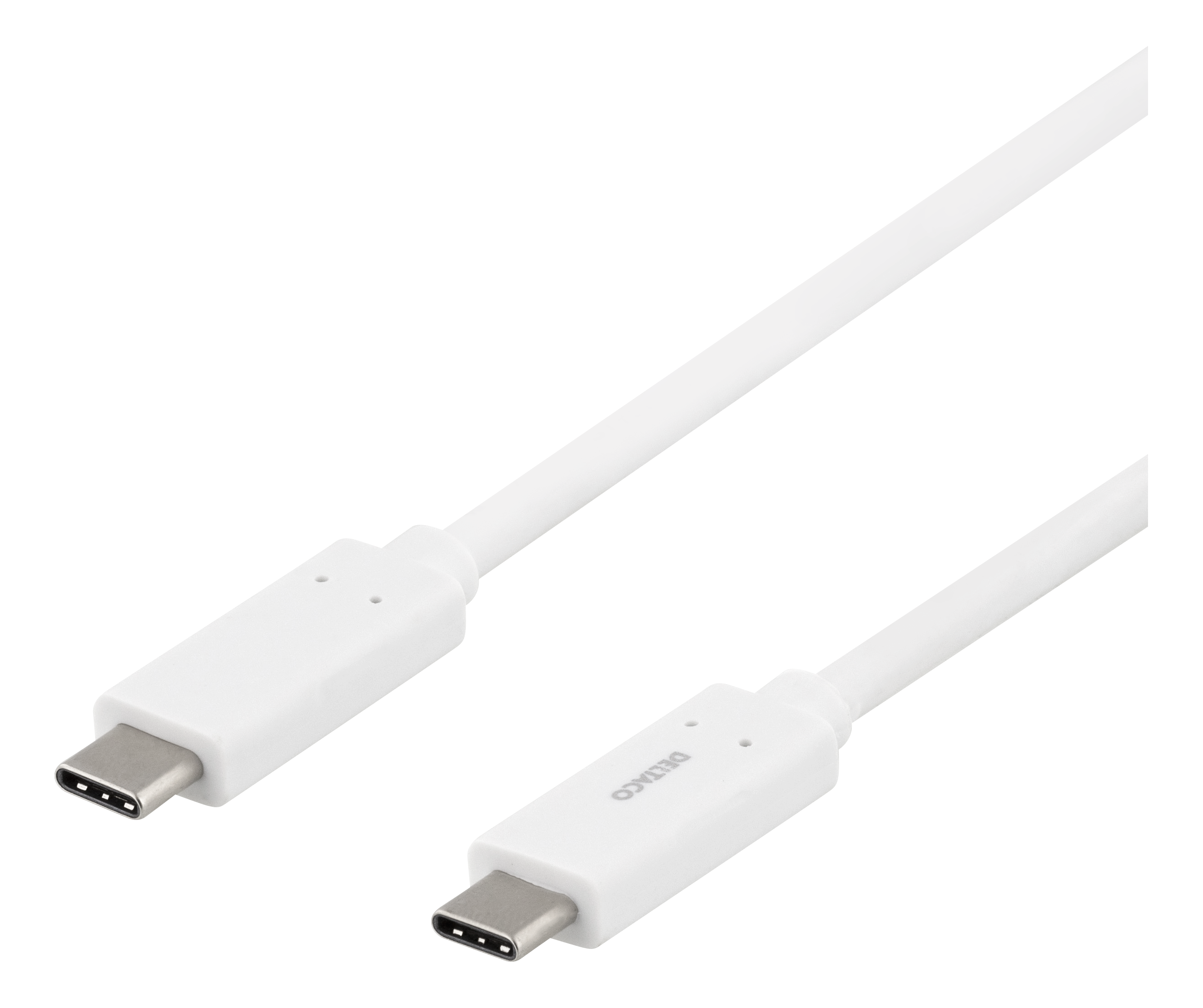 Cable DELTACO USB-C to USB-C, 1m, USB 3.1 Gen, E-Marker, 3A, white / USBC-1059M