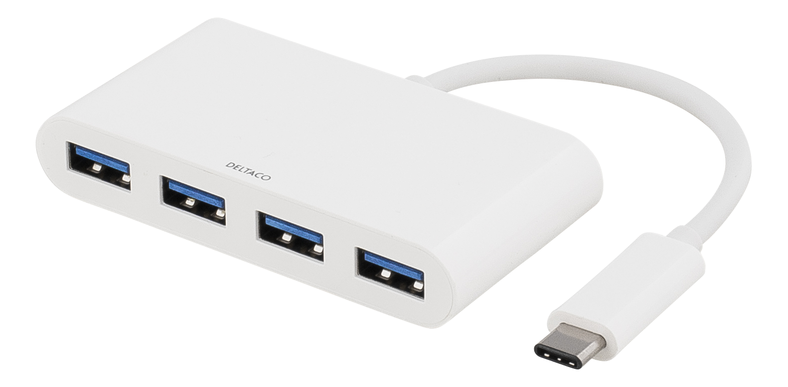 USB 3.1 Gen 1 hub DELTACO USB-C, 4xUSB Type A, 5V 4,5W 900mA, white / USBC-HUB1