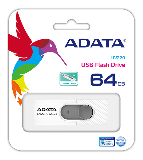USB 2.0 memory A-DATA UV220, 32GB, USB-A, white/gray AUV220-64G-RWHGY / ADATA-319