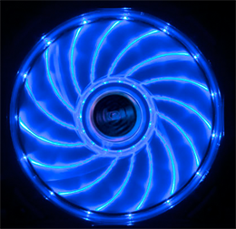 Akasa Vegas LED chassis fan, 120x120x25mm, 1200 RPM, 3-pin, 23.2 dBA, black / blue / AK-FN091-BL