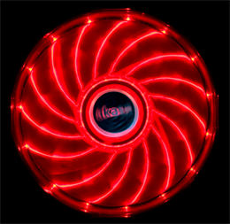 Akasa Vegas LED chassis fan, 120x120x25mm, 1200 RPM, 3-pin, 23.2 dBA, black / red / AK-FN091-RD