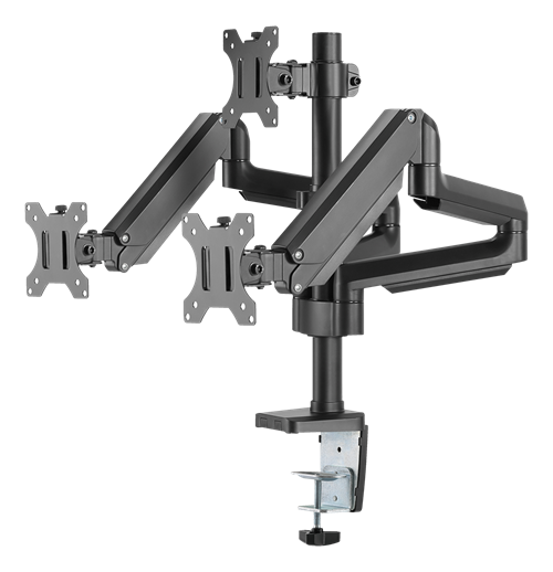 Gas spring arm desk DELTACO OFFICE aluminum, tiltable, swivel, rotate, 17 "-27", black, 1,5-7kg, 75x75-100x100 / ARM-0352