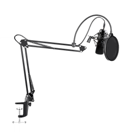 Microphone MAONO USB Podcasting Microphone kit, 16mm, arm with mount, filter, black / AU-A04