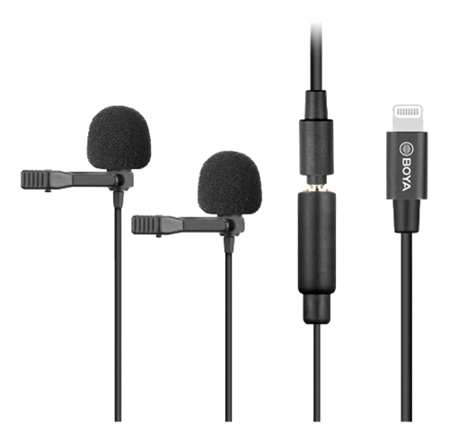 BOYA BY-M2D, dual digital tie microphones for iOS devices, 24 bit 48kHz, black  YA10097