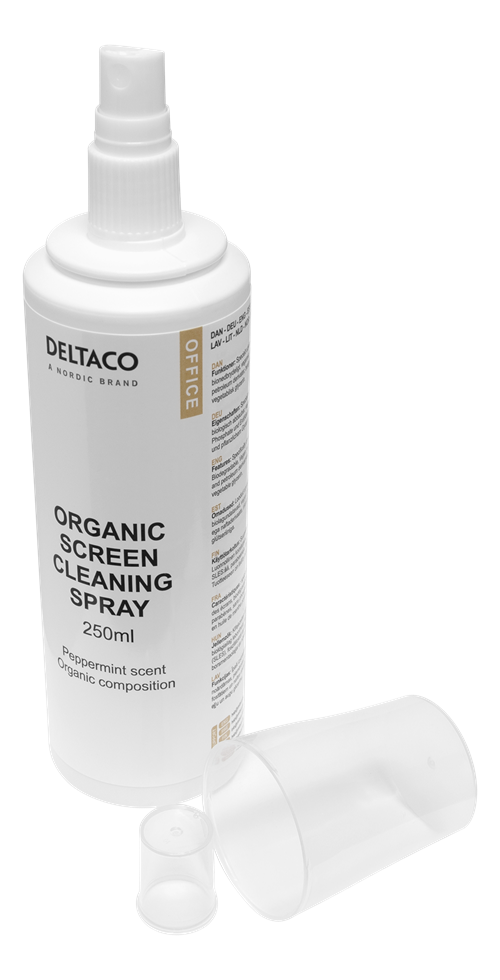Organic cleaning liquid for screens DELTACO OFFICE 250ml, non-alcoholic and biodegradable, peppermint scent / CK1031