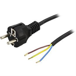 DELTACO grounded cable, CEE 7/7 , max 250V / 10A, 2m, black DEL-109R