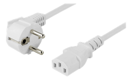 DELTACO cable, angled CEE 7/7 to IEC 60320 C13, 10m, max 250V / 10A, white DEL-111AV