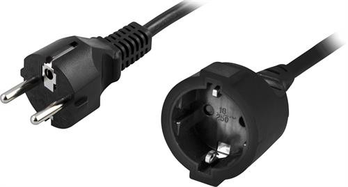 DELTACO extension cable CEE 7/7 male to CEE 7/4 (Schuko) female, 3m black / DEL-112S