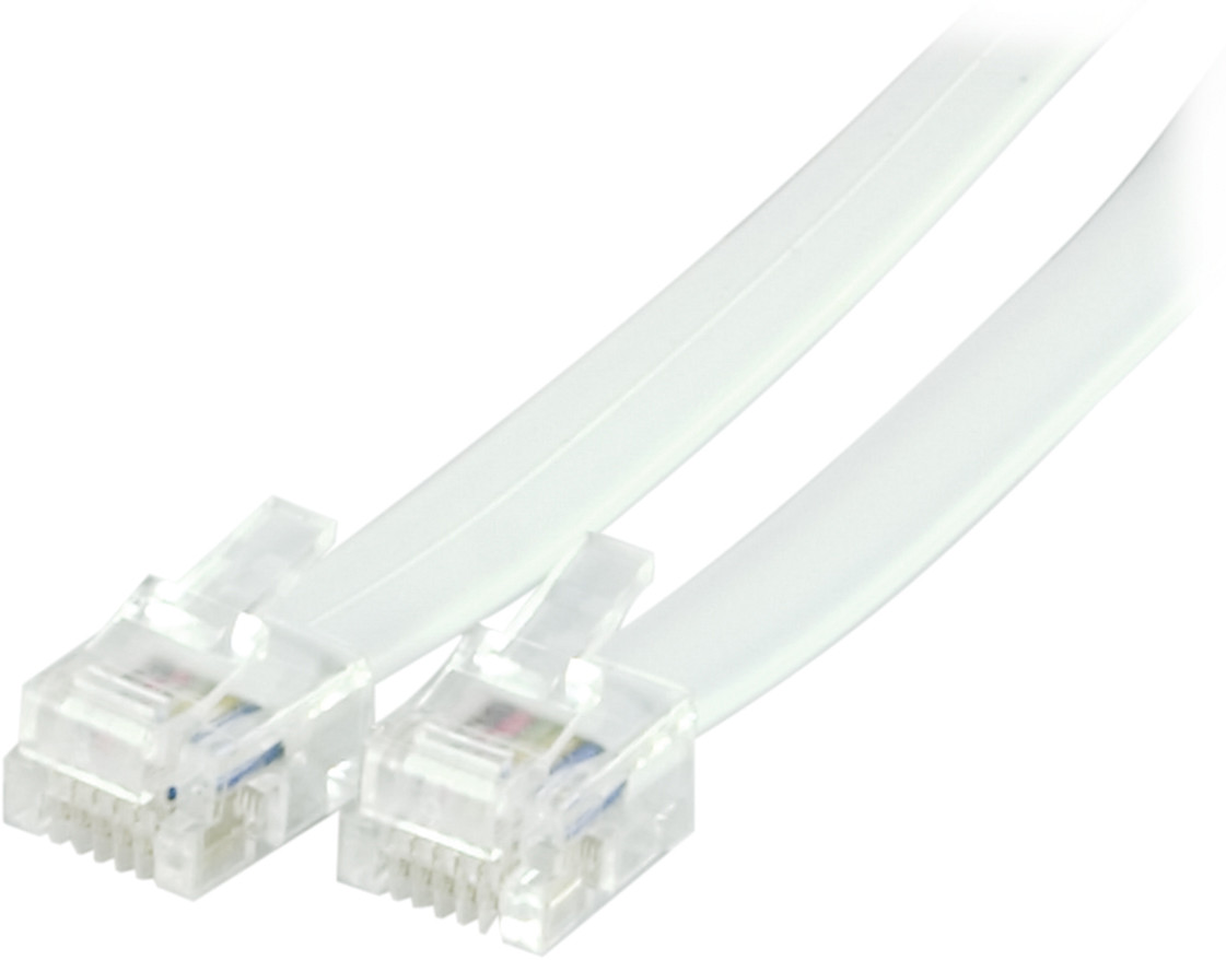 Module cable DELTACO RJ12/6C, 2m, white / DEL-159
