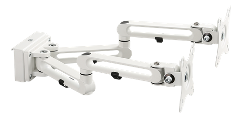 Double monitor arm for track panel  DELTACO OFFICE 17-32 "up to 8 kg (per screen), tilt, turn, rotate, white / DELO-0158