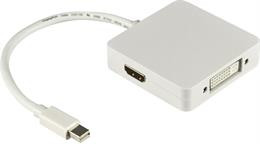 DELTACO Mini DisplayPort - DVI / HDMI / DisplayPort adapter, White / DP-MULTI1