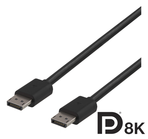 DELTACO 8K DisplayPort monitor cable, 7680x4320 in 60Hz, 32.4 Gb / s, 2m, black, 20-pin ha - ha / DP8K-1020